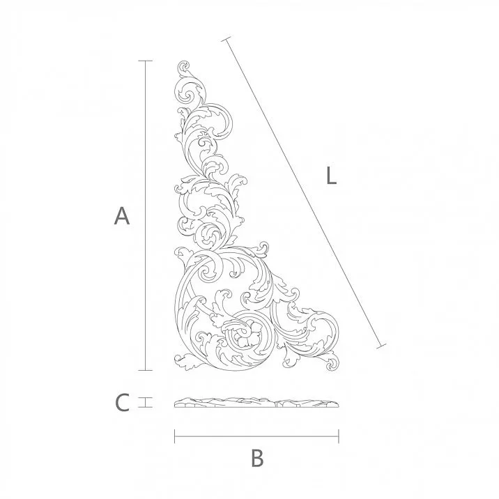 Wooden carved inlay N-441L - beautiful and inexpensive wooden decoration drawing
