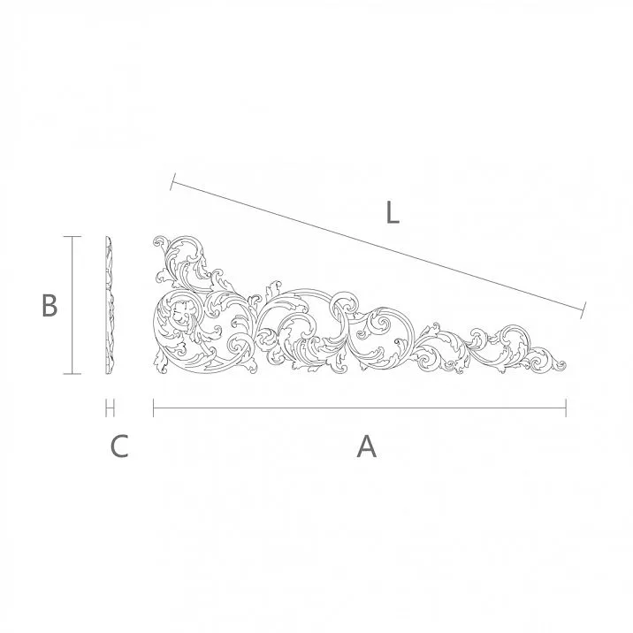 Carved wooden overlay N-442R for surface decoration drawing