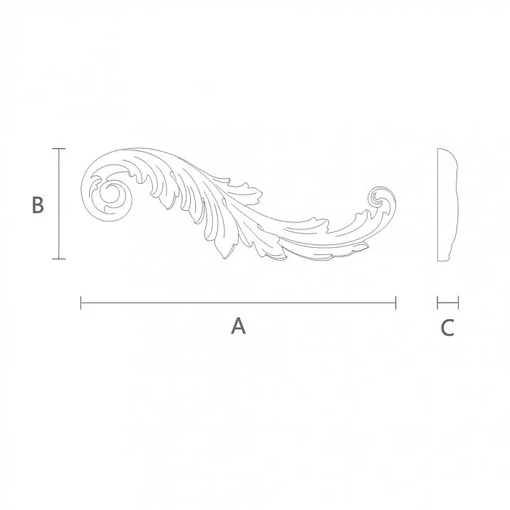 Floral decor for furniture and interiors - carved insert N-458R drawing