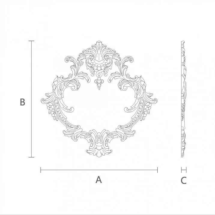 Wooden decoration with relief carving N-462.1 drawing