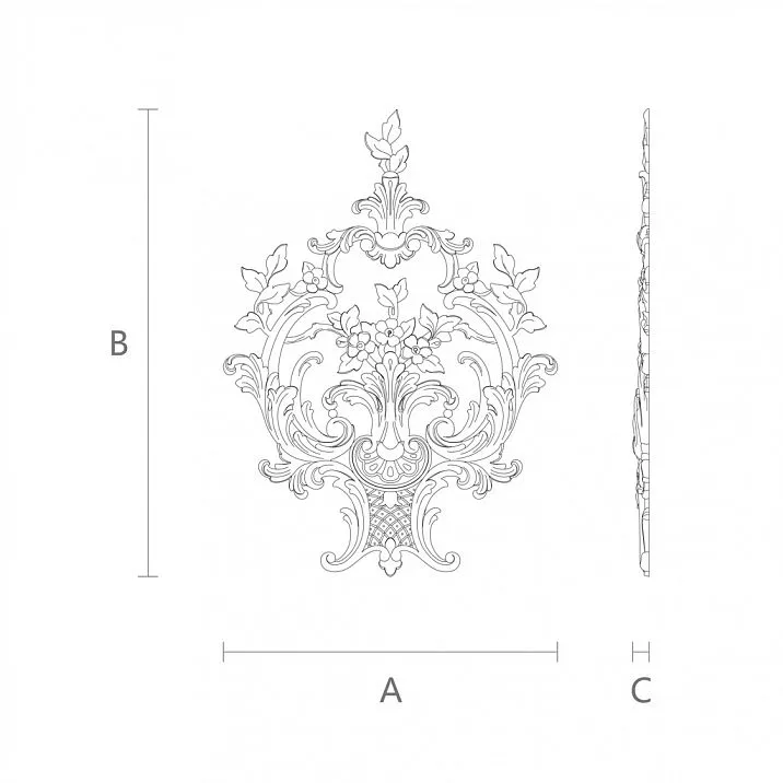 Wooden ornament with carved pattern N-464 for furniture and facades drawing
