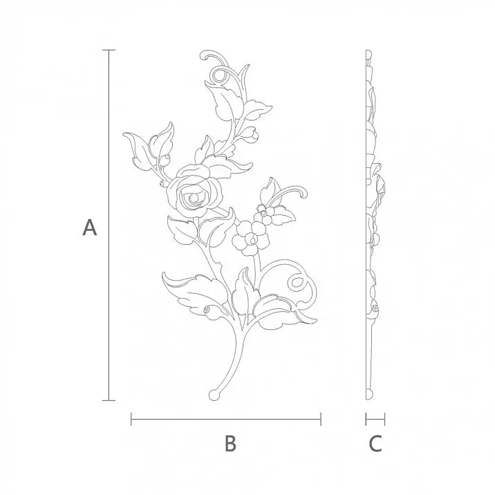 Carved Wooden Inlay N-467R with Floral Pattern Pattern