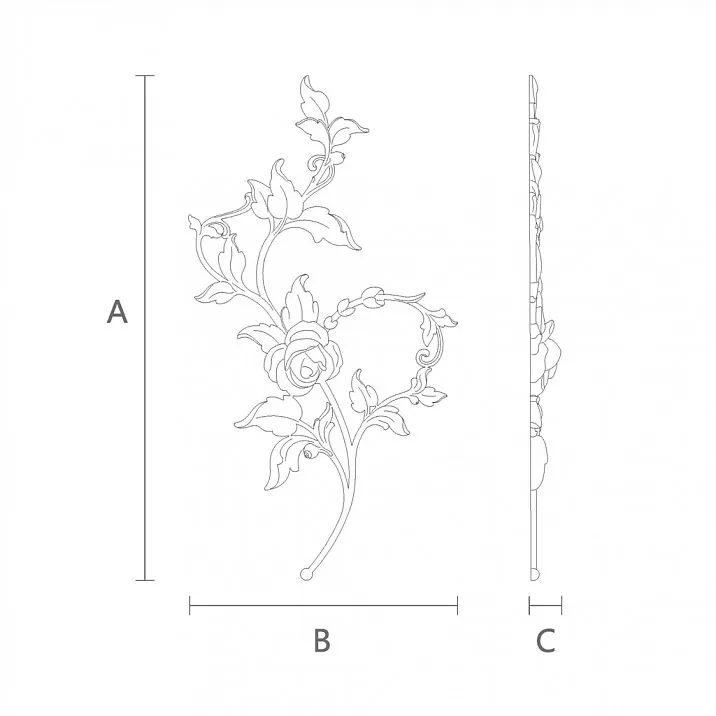 Wooden carved inlay N-469R: drawing