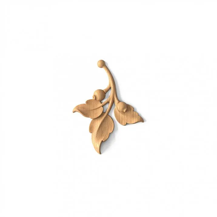 Carved Wooden Inlay with Branch and Leaves N-470L