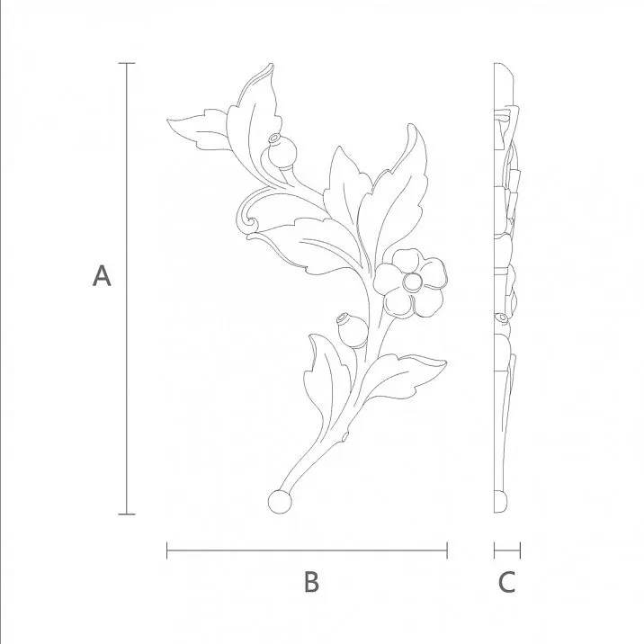 Wooden Decor Item - Carved Inlay with Carved Pattern N-471R Drawing