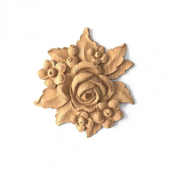 Wooden Relief with Flower N-474