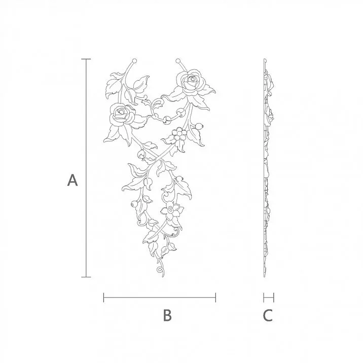 Carved wooden inlay N-475: drawing