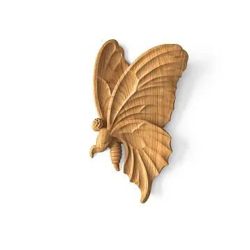 Carved Inlay N-482R from Oak and Beech - Butterfly