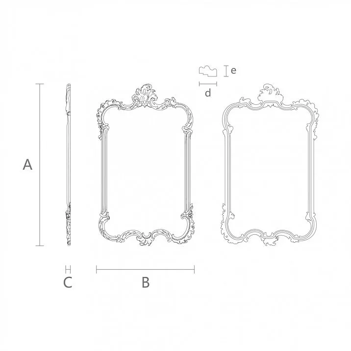 Carved Wooden Frame in Baroque Style - Drawing