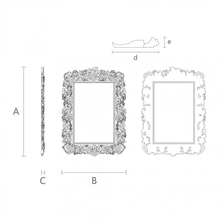 Carved Wooden Frame for Pictures RM-013, drawing