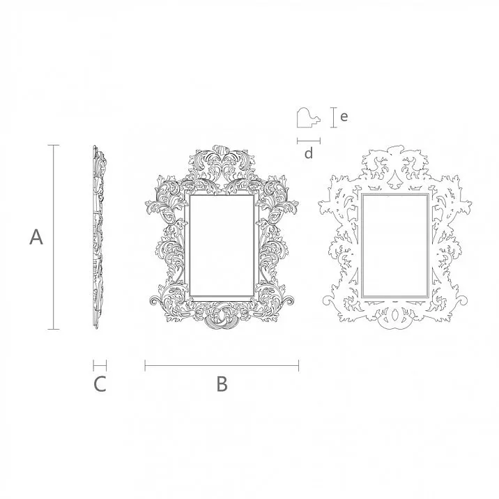 Elegant Carved Picture Frame RM-017 Drawing