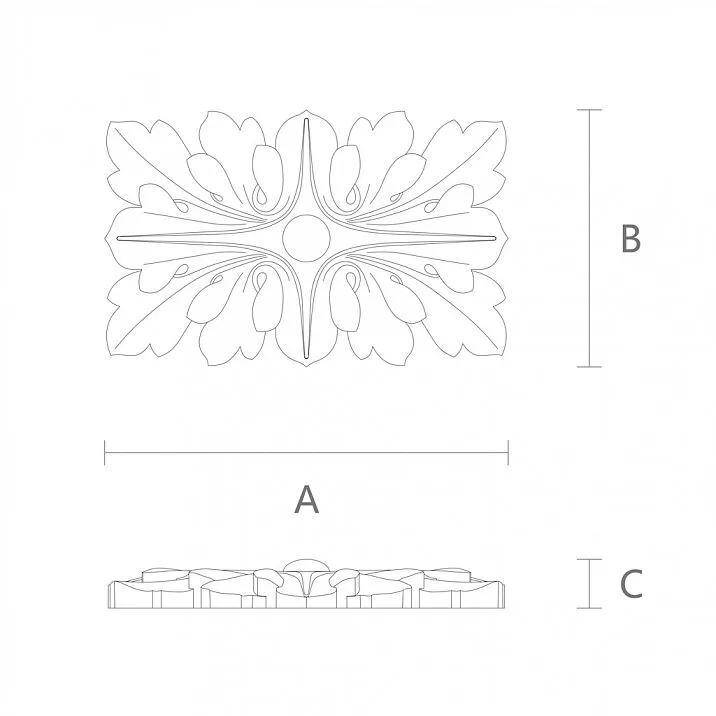 Interior Decor Carved Rosette on Wall R-020 Drawing