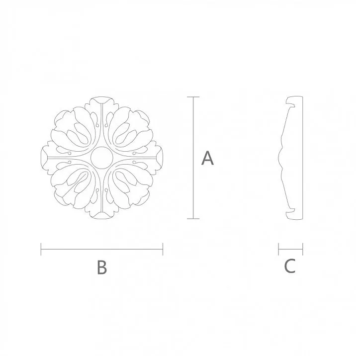 Rose R-005 as an interior decoration element drawing