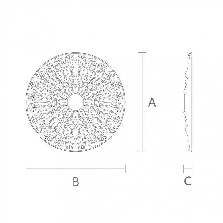 Decorative Rosette R-022 in Eclectic Style Drawing