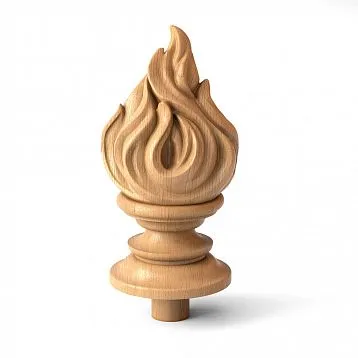 Finial on post L-084 &mdash; beauty and symbolism of carved flame