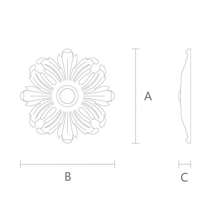 Carved Rosette R-046 in Interior Design Drawing