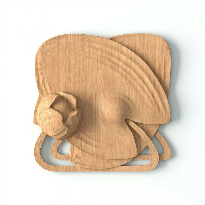 Decorative Wooden Rose with Water Lily Pattern for Walls, Doors, Furniture Posts R-063L