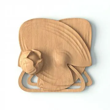 Decorative Wooden Rose with Water Lily Pattern for Walls, Doors, Furniture Posts R-063L