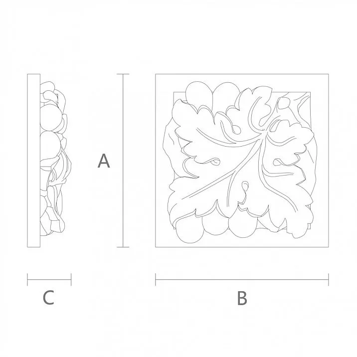 Carved Rosette from Beech R-067R drawing