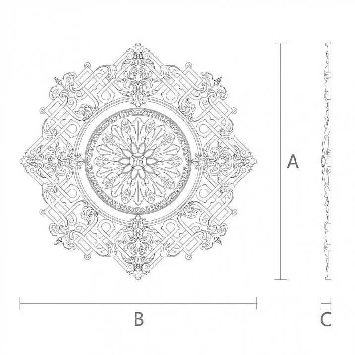 Carved Rosette from Oak R-071 Drawing