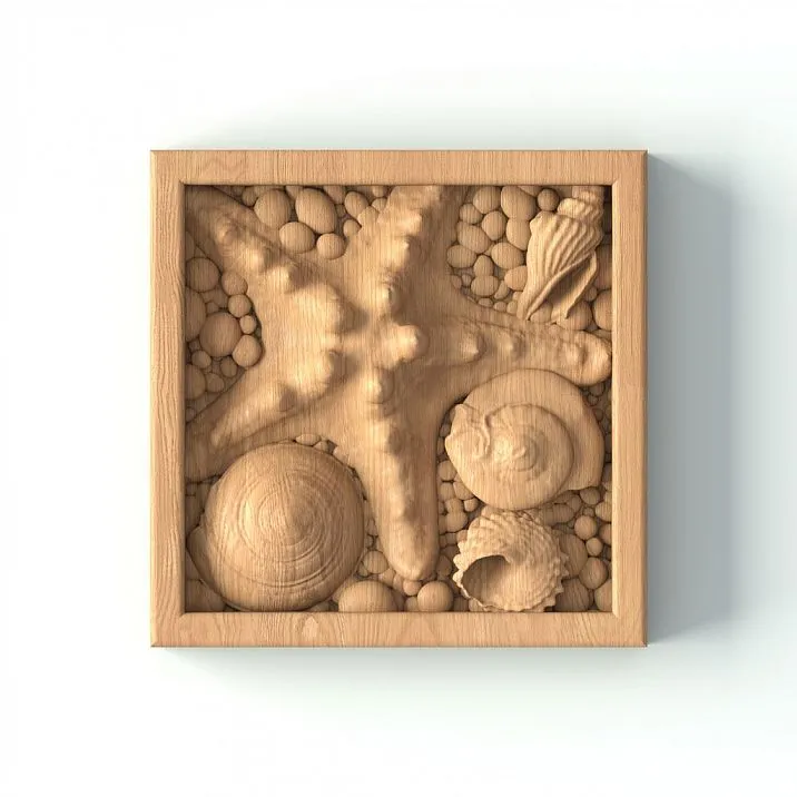 Carved Rosette R-082 with Nautical Pattern