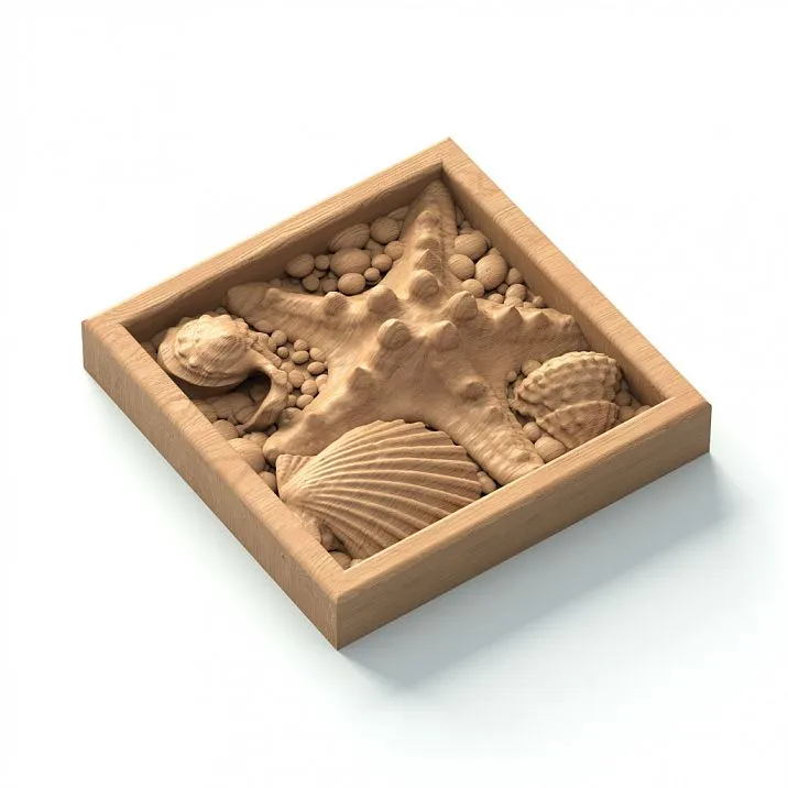 Carved interior rose with shell patterns, decoration R-083