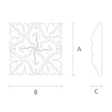 Carved Rosette from Solid Oak, Carved Rosette from Solid Beech, Drawing
