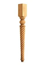 Leg made of natural wood with spiral carving, suitable for round tables