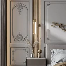 Corner decorative element MLD-2U-2.1L in wall decoration with moldings in a classic interior