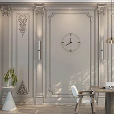 Decorative corner element MLD-3U-2.1L in wall decoration with moldings in a classic interior