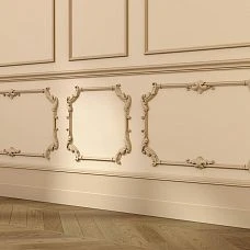 Decorative corner element MLD-4U-2.1R in a molding layout on a wall with classic carved decor