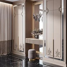 Furniture applique, wooden decor for wardrobe interior photo