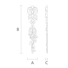 Carved overlay N.VRS-012 for doors, drawing