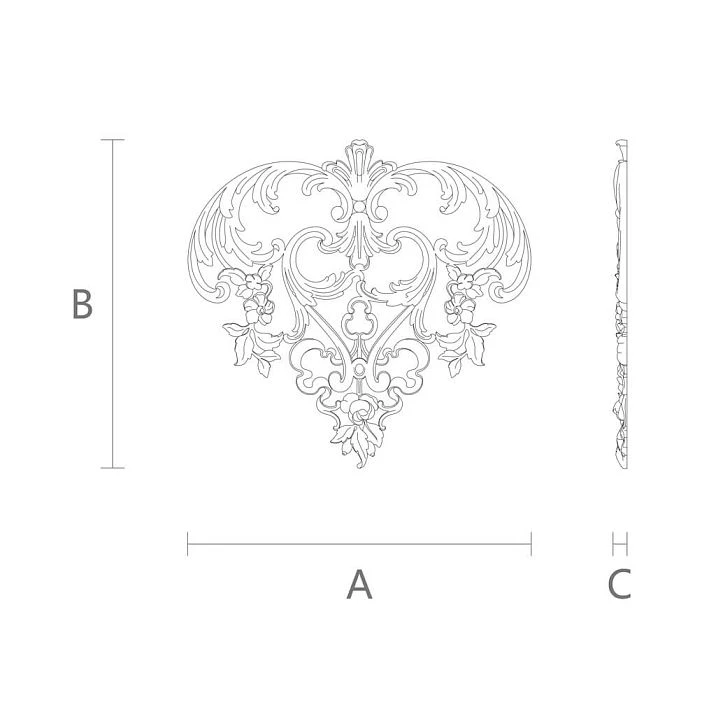 Wooden decor N.VRS-015 340&times;325&times;14 mm drawing