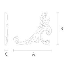 Drawing of decorative element NPU.VRS-002-4R with detailed ornamentation.