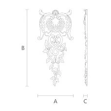 Schematic drawing of molding decor NPU.VRS-005 with dimensions indicated