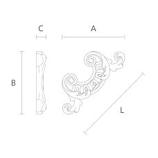 Carved polyurethane applique NPU-041, drawing for dimensions