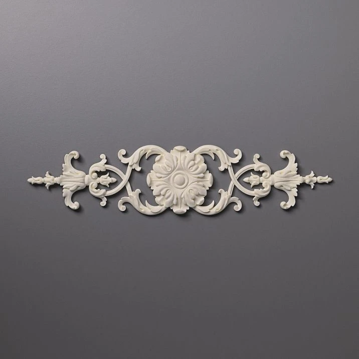Beautiful polyurethane decorative element NPU-106 with flowers and leaves photo