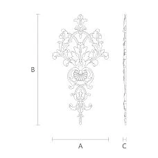 Carved polyurethane overlay NPU-117, decorative molding drawing