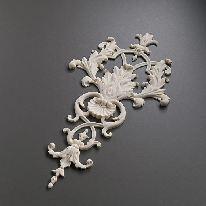 Carved overlay NPU-117 made of Stavros polyurethane for furniture and doors. Moisture-resistant decor for painting, easy installation