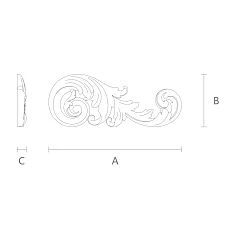 Polyurethane molding, applique NPU-120R, drawing for dimensions