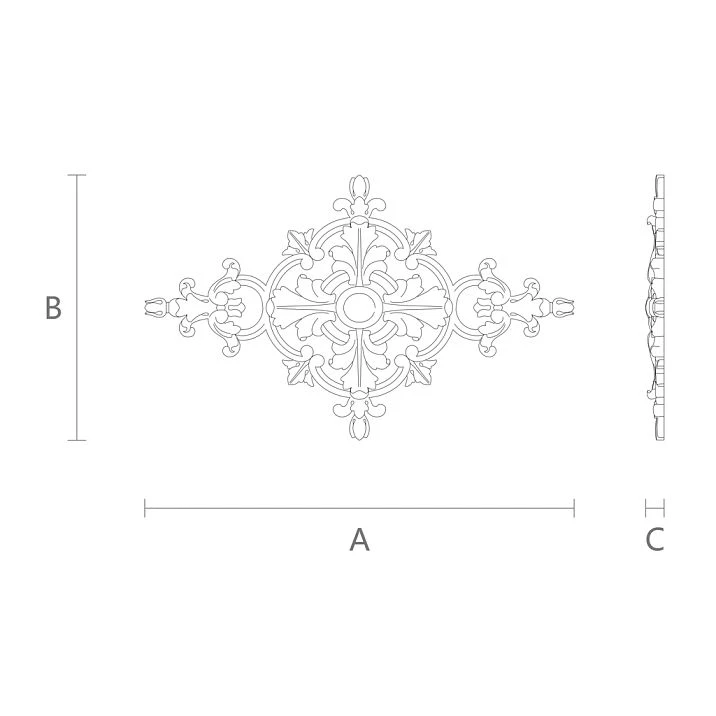 Carved applique from polyurethane NPU-154, drawing for dimensions