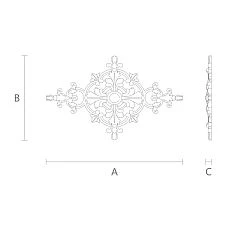 Carved applique from polyurethane NPU-154, drawing for dimensions