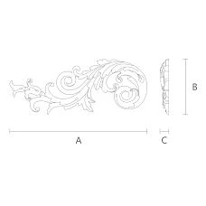 Drawing of the carved overlay NPU-206L made of polyurethane for wall decoration