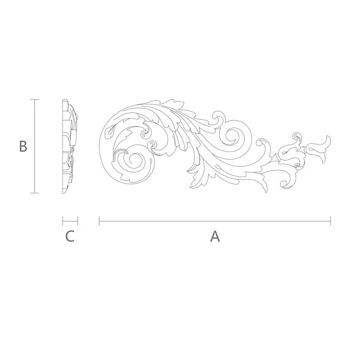Carved applique from polyurethane NPU-206R, drawing to size