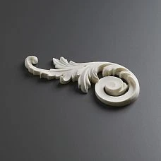 Polyurethane molded decor NPU-247L with elegant scrolls and leaf carving, 3D overlay for furniture, doors, and walls, paintable