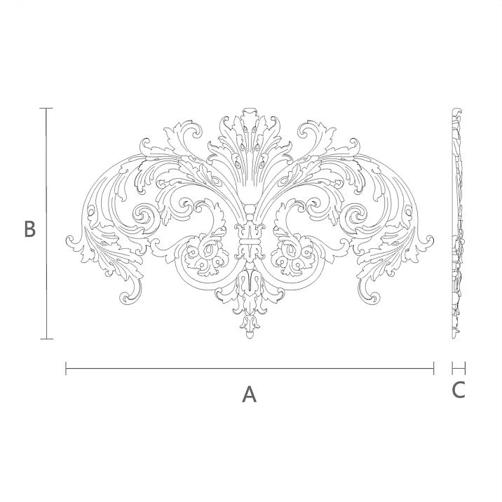 Carved applique NPU-276, drawing of ornamental decoration