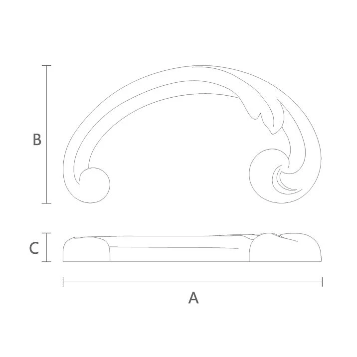 Carved NPU-288R molding &mdash; polyurethane decorative molding, drawing for dimensions