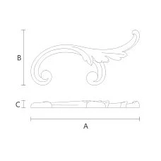 Molded overlay NPU-291R made of polyurethane, drawing of decorative molding