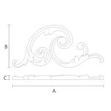 Schematic illustration of the dimensions of the NPU-298L appliqu&eacute;, indicating width, height, and depth